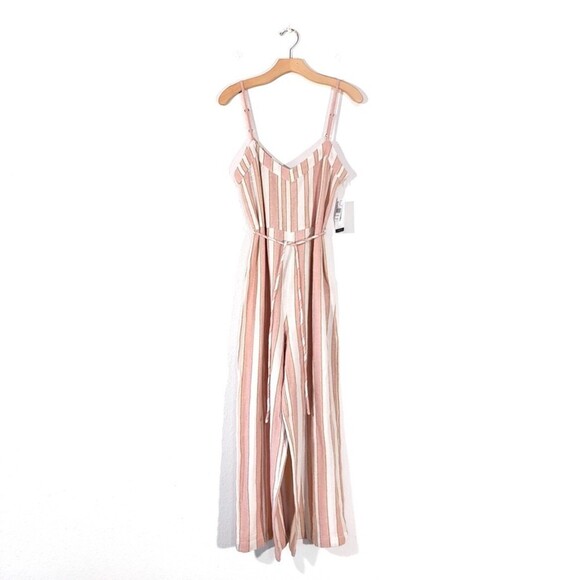 NWT Rip Curl Boho Palm Belted Jumpsuit Wide Leg Ankle Crop Medium Vintage Stripe - Picture 2 of 14